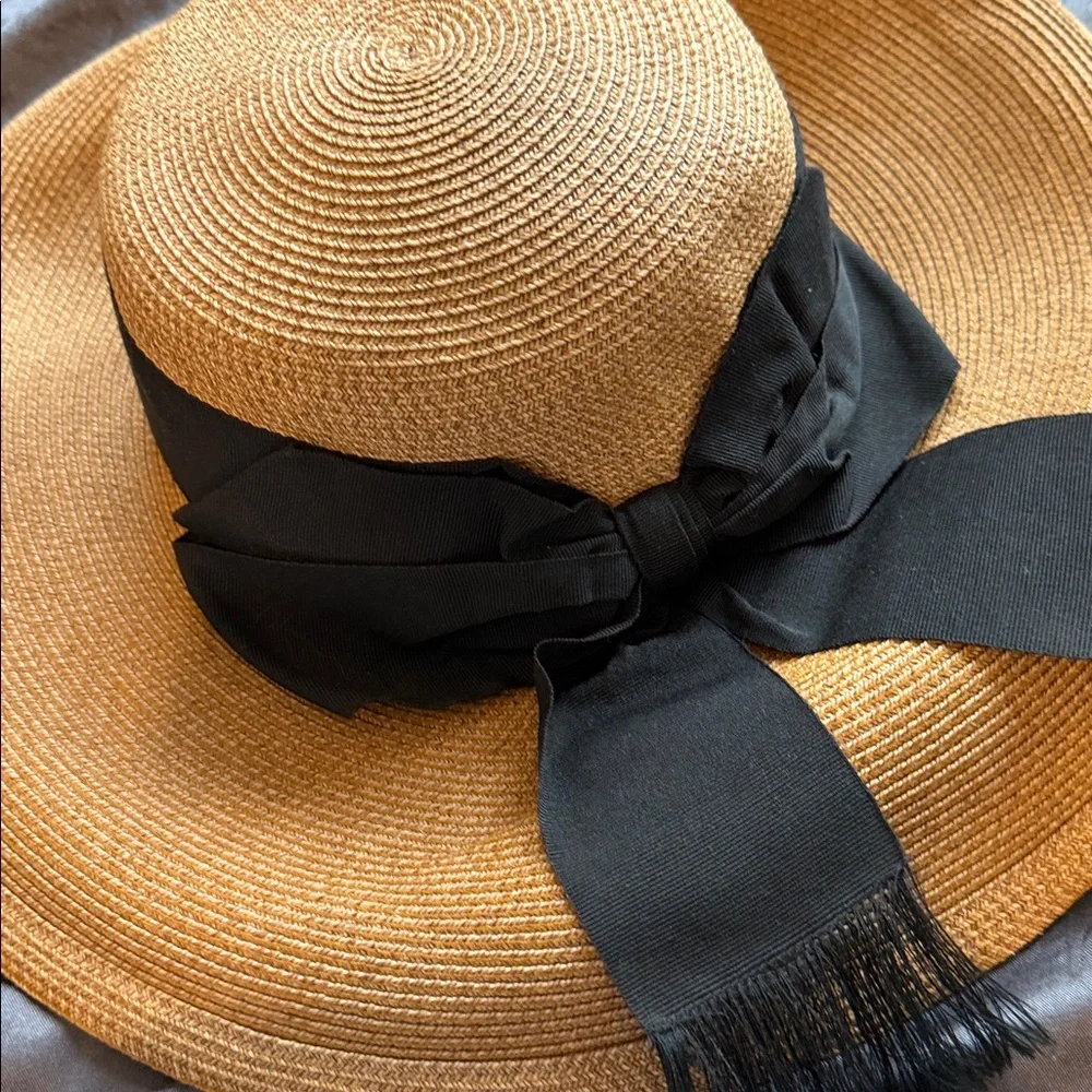 Elegant Tan and Black Wide Brim Hat - Picture 5 of 6